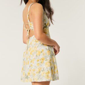Hollister Linen-Blend Structured Mini Dress